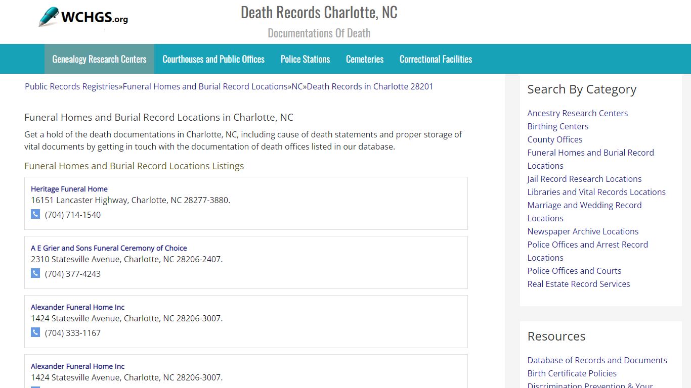 Death Records Charlotte, NC - Documentations Of Death